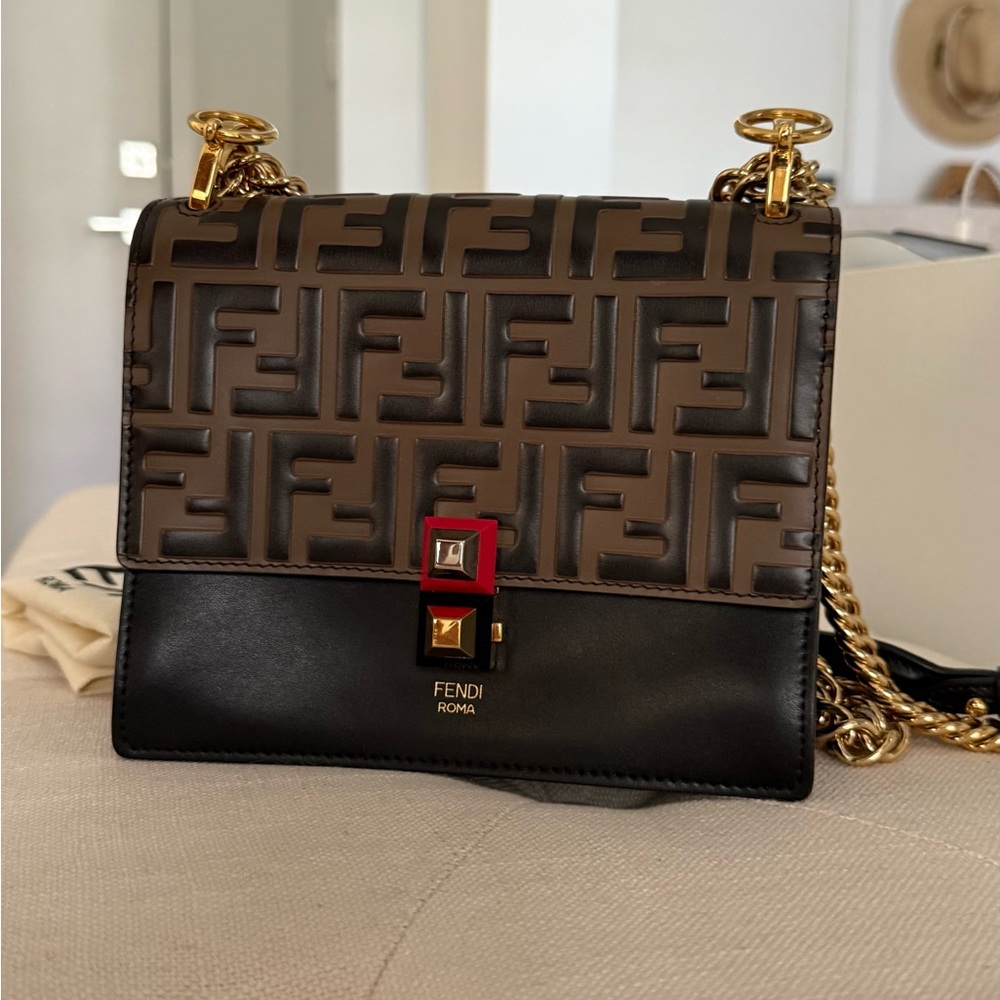 Fendi Black and Gold Chain Strap Bag - authentic
